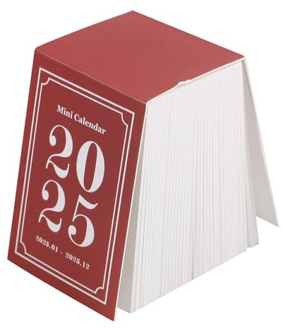 Operitacx Mini-Kalender 2025 Tischkalender Stehend Abreißkalender Kompakter Vintage Tagesplaner Für Büro Und Zuhause