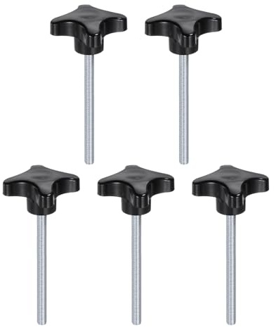 QUARKZMAN 5 Stück Rändelschrauben mit Kreuzgriff M8 x 100mm Sterngriffschraube Kunststoff Knopf Verzinkter Kohlenstoffstahl Gewinde Klemmschraube Sterngriffmutter Klemmknopf für Maschine