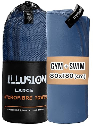 illusion Extra Large Microfibre Swimming Towel (71''L x 32''W)–Compact, Lightweight & Quick Dry Towel-Perfect for Travel, Gym, and Swim Towels Ideal for Post-Workout Showers & After Swimming