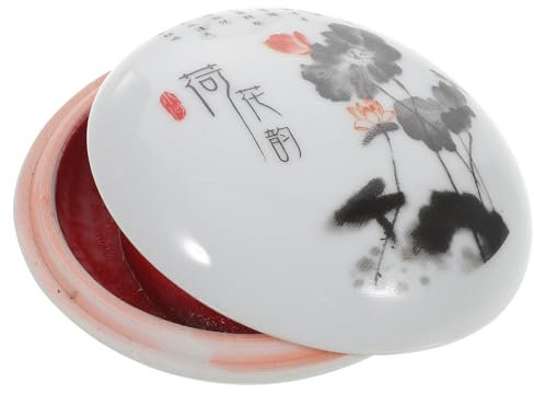 PHENOFICE Chinesisches Kalligraphie-stempelkissen Große Rote Inkpad Keramik Für Malerei Und DIY Vielseitig Einsetzbar Gleichmäßige Farbabgabe Mit Praktischem Deckel Zur Aufbewahrung