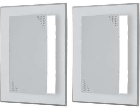 PATIKIL 7x5 inch(178x123mm) Self-Adhesive Access Panel, 2 Pcs ABS Plumbing Access Doors with Air Vent Hole Wall Hole Cover for Drywall Electrical Cables Wiring, Silver Tone