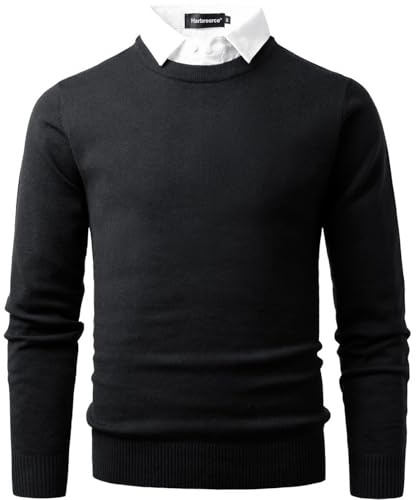 Harbrosrce Herrtröjor med rund hals stickad tröja med falsk skjorta hals vardaglig business stickat pullover enfärgad