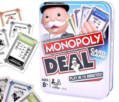 MonoPol-y Kartenspiel, Deal Brettspiele und Gesellschaftspiel,Schnelles Spiel Das unterhaltsame Karten-spiel Spiel, Reisespiel-Kartenspiel, für Familien und Kinder ab 7 Jahren, Metallbox - Blau