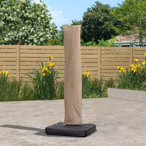 PURPLE LEAF Housse Parasol Déporté pour Parasols 4 x 3 m, Housse de Protection en Tissu Polyester 250g, Protection UV 50+, Couverture pour Parasol de Jardin avec Tige et Zippé, 281 x 61 cm, Beige