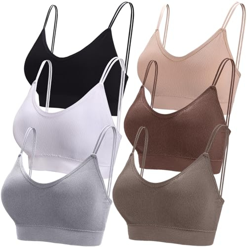 BQTQ 6 Pièces Soutien-Gorge Camisole Bralette avec Rembourré pour Femme | Bralette avec Rembourré, Soutien-Gorge sans Couture Bralette avec Rembourrage Amovible, Soutien-Gorge de Sport Confortable