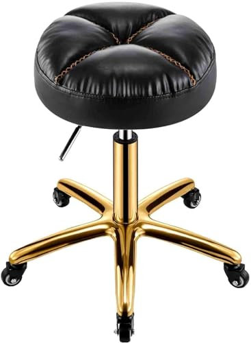 Drehhocker, runder Rollhocker mit weichem Kissen, Ladentheke, medizinischer Schönheitssalon, Spa-Kosmetikhocker, Tattoo-Massage-Werkstatt-Arbeitshocker (schwarz)