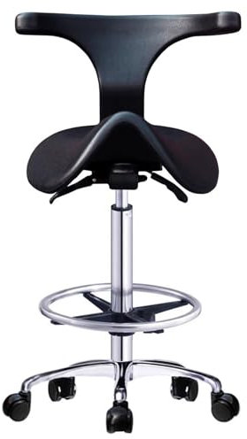 Ergonomischer Sattelstuhl mit Rückenlehne, Dental-Rollhocker, hydraulischer Sattel-Rollhocker, Verstellbarer Hocker für Klinik, Zahnarzt, Spa, Massagesalon, Studio, 54~74 cm