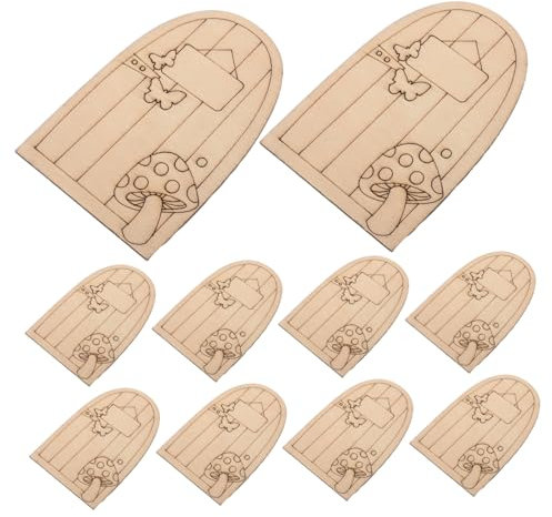ibasenice 50pièces Portes De Fées Non Peintes Kit De Bricolage DIY Décorations De Porte Miniature pour Maisons De Poupées Et Micro-paysages