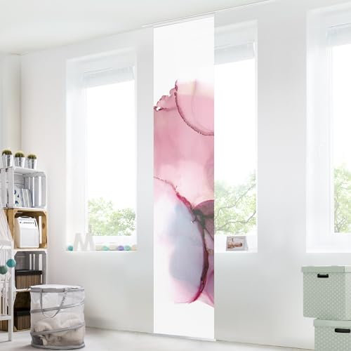 micasia Schiebegardine halbtransparent 60er Paneel Klett Kunstdruck Textil lichtdurchlässig - Motiv Aquarell Flächenvorhang pink Wohnzimmer Schlafzimmer 2534 (60x250 cm - 1 St.)