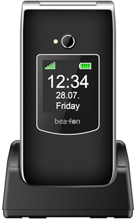 beafon, SL605, Silverline, hopfällbar mobiltelefon, seniormobil med SOS nödsamtalsknapp, mobiltelefon, knapptelefon, knapptelefon, inre färgdisplay 6,09 cm (2,4 tum) / ytterfärg 3,65 cm (1,44 tum