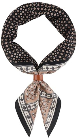 Hymeiluely 27.5 Inches Square Silk Feeling Neck Scarf for Men Necktie Silk Bandanas Pocket Square Cowboy Scarves (A-Black)