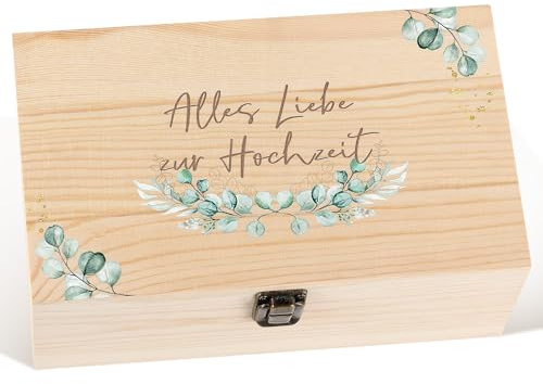 Namalu Geldgeschenk Hochzeit Erinnerungsbox Kartenbox Eukalyptus Deco Hochzeitsgeschenke Geld für Brautpaar Holz Gastgeschenk Box Briefbox Hochzeitsspardose Holzkiste für Hochzeitsdeko
