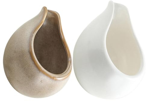Amosfun 2Pcs Japanese Ceramic Sauce Boat Milk Pitcher with Creative Spout Smooth Surface Skid Base for Coffee Milk Sauce Serving at Home Restaurant