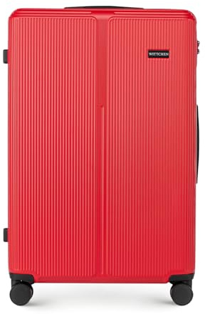 WITTCHEN Stripes Line Valise Grande Taille 76,5 × 50 × 29 cm (XL) | 96 l, Coque Rigide ABS, 4 roulettes 360° | Serrure à Code, poignée télescopique, Bagage soute Air France/easyjet - Couleur: Rouge
