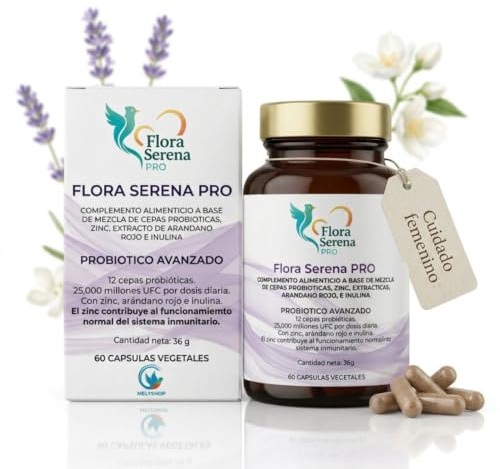 MELYSHOP Flora Serena PRO | 12 Cepas, Arándano, Inulina y Zinc, Gluten