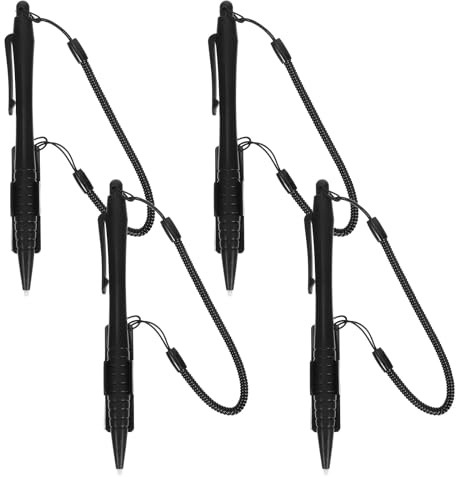 VANZACK Set 4 Pezzi Penne Stilo per Touchscreen con Punta Morbida e Base Stabile, Penne Resistive per Navigazione Auto e Tablet, Materiale Plastico Nero