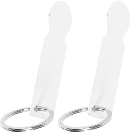 AMUSLESUR Llaveros para Carrito de Compras Fichas de Acero Inoxidable Blanco, 2 Piezas, Diseño Seguro y Fiable para Supermercados y Centros Comerciales