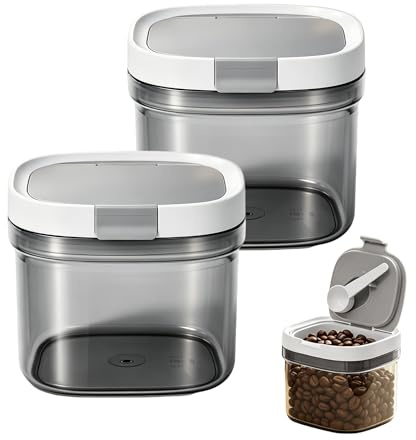 XIAOjnHONG 2 pcs Airtight Coffee Canister 800ml with Lid Scoop Stackable | Plastic Formula Container Kitchen Food Storage for Ground Coffee Tea Flour Cereal Dry Food