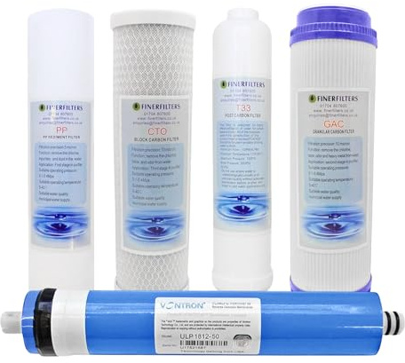 Finerfilters 5 Stage Domestic Reverse Osmosis, Replacement Filter Pack 50GPD Membrane