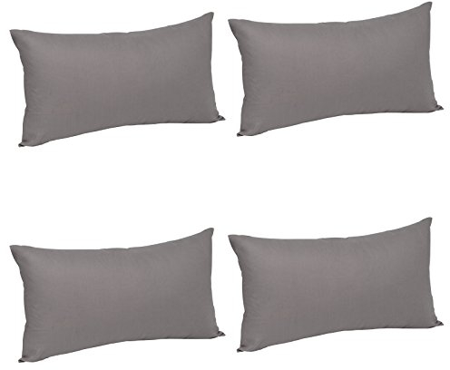 WOLTU® 4X Kissenbezug Kissenhülle Baumwolle mit Reissverschluss, 4er Set Sofakissen Dekokissen Kopfkissen Hülle Bezüge Bezug, 40x60 cm, Dunkel Grau