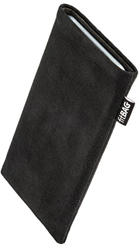 fitBAG Classic Schwarz Handytasche Tasche aus original Alcantara mit Microfaserinnenfutter für Lenovo Phablet Tab V7 | Hülle mit Reinigungsfunktion | Made in Germany