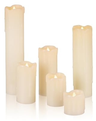 48 st. LED-blockljus, batteriljus, äkta vaxljus, batteridrivna ljus med flackande låga, 5 cm, för utomhus, krämvita | elektriska ljus flimrande, batteri, diameter 5 cm