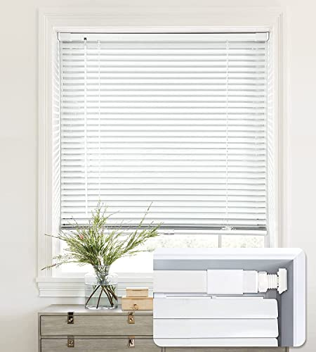 LazBlinds No Tools-No Drill 1 Aluminum Mini Blinds, Cordless Blinds for Indoor Windows, Light Filtering Horizontal Blinds and Shades for Window Size 31'' W x 64'' H, White