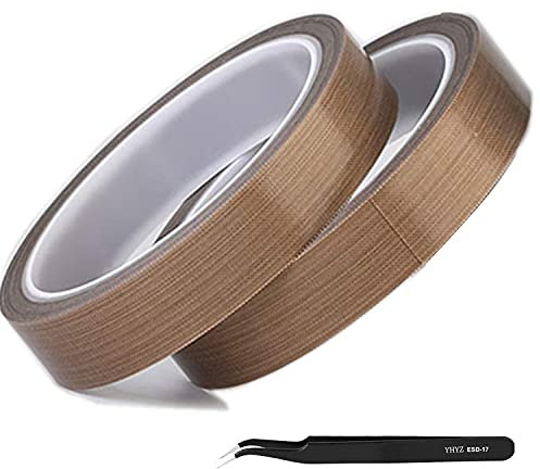 VISSQH 2 Piezas Cinta de teflón de PTFE, cinta de alta temperatura, PTFE de Cristal Cinta Adhesiva,cinta de sellado de soldadura Autoadhesiva(19mm x 10m)