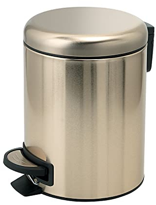 GEDY G-Potty pattumiera bagno oro 3 L, Misure: 25,1X17,4X22,6 CM, In acciaio inox e polipropilene, Cestino bagno con chiusura soft close, Cestino removibile, Design R&S Gedy, 2 anni di garanzia