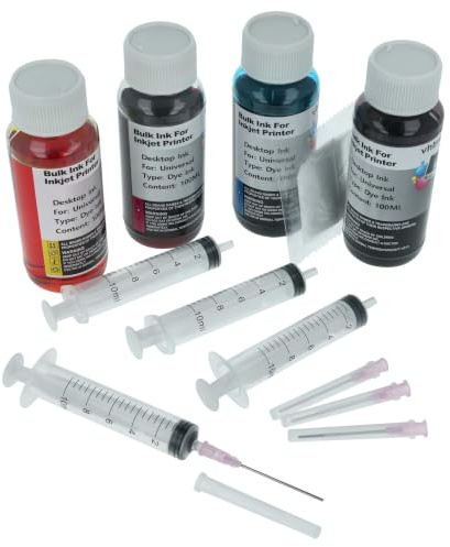 vhbw 4X Nachfülltinte kompatibel mit Canon Pixma G3501 | G3510 Drucker - Refillset Dye Cyan, Dye Magenta, Dye Schwarz, Dye Yellow, 100ml