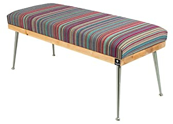EMRA WOOD M-DEKO LGS-108 Loft Sitzbank Hocker Gepolstert nach Maß aus Holz, Metall und gemustertem Velours (Höhe 40cm Tiefe 30cm, 75)