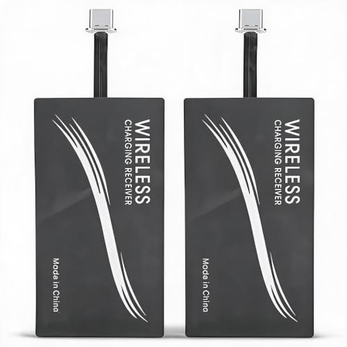 Annadue 2PCS Universal Type-C QI Wireless Adapter Handy-Aufkleber-Ladeempfänger, Geeignet für Alle USB-C-Handys, für Samsug, für Huawei, Etc.