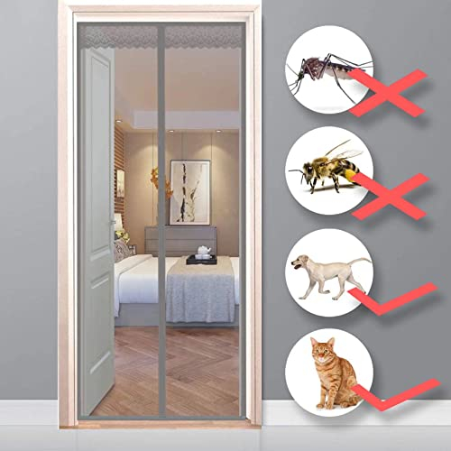 Ufamiluk fliegengitter balkontür ohne Bohren 85x200cm Grau mit Magnet insektenschutz tesa fliegengitter tür Vorhang fliegenvorhang Türvorhang fliegenschutz moskitonetz für tür Terrassentür Balkontür
