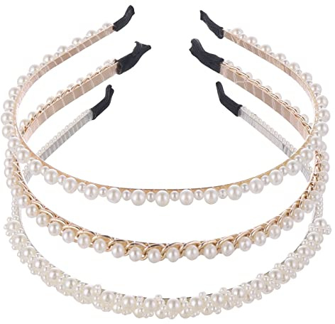 3 Piezas Diadema Niña Ceremonia Diademas de Perlas de Imitación Blancas Diademas de Novia Mujer Boda Niñas Accesorios para el Cabello de Boda