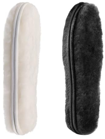 CCSOFTIME 2 Paia Solette in Vera Pelliccia di Agnello per Donna Uomo,Extra Spesse Calde Solette Pelo Montone per Invernali,Soletta per Stivali in Gomma,Suola Lana,Morbide Comfort,Neri Beige EU41