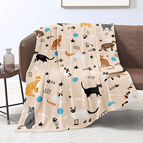 Katze Bedruckt Decke Baby Kinder MäDchen Flanell Fleecedecke mit Niedlicher Katze für Katzenliebhaber Kleinkind Kuscheldecke Geschenk Flauschig Decken Für Sofa Couch Weich Wohndecke, 101cm x 127cm