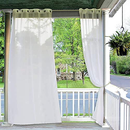 Outdoor Vorhänge für wetterfest, UV-und Fade-resistente Außen Gardinen für Pavillon, Veranda, Pergola, Sonne blockieren Privatsphäre Vorhänge, 2 Panel, weiß (Size : WXL 132x243cm/52''x96'')