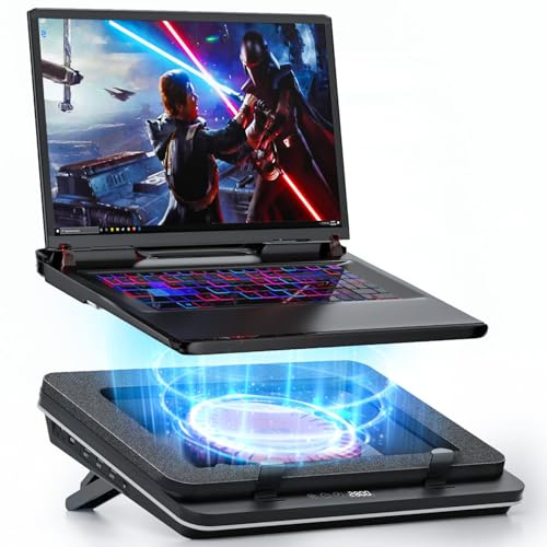 IETS GT600 Laptop Cooling Pad Equipped with Gigantic Turbo-Fan（5.5inch Diameter）,Sealed Foam for Rapid Cooling Gaming Laptop,14.1-19.3 inch Laptop Cooler with 3-Port USB Hub,Dust Filter,Touch Start