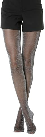 Gi&Gi Collants Femme Brillants avec Motif Ondulé, 40 Deniers, Violet, Bordeaux et Argenté (FR/ES, Alpha/lettres, L, TG, Taille normale, Taille normale, NOIR)