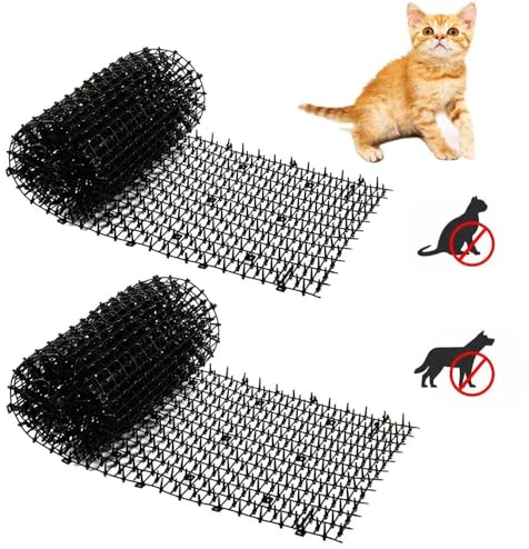 RATSTONE 2 Pcs Pinchos Anti Gatos,200x28 cm Plástico Repelente,Plegable Anti Estera del Gato,con 16 Clavijas Repelente,para Animales de Mascotas Adecuado para Jardines Interiores Y Exteriores