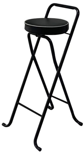 Sgabello da Bar Pieghevole Imbottito, Sgabello Portatile, per Cucina, Soggiorno, Giardino e Campeggio (Color : Zwart, Size : 65cm/26in)
