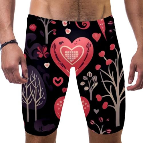 Valentinstags-Badeanzug für Herren und Jungen, Wettkampf-Badeanzug, quadratisches Bein, Ausdauertraining, mehrfarbig, XXL