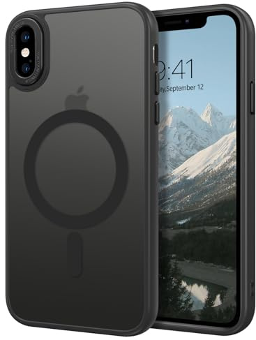 BENTOBEN for iPhone X/XS Phone case with Magnetic [Compatible with MagSafe], Matte Translucent Back Case Anti-Fingerprint for iPhone X iPhone XS, Anti-slip Slim Fit Shockproof Protective Cover Black
