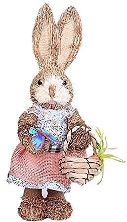Osterhasen Figuren, Hase Figur Hase Deko Osterhase Kaninchen Osterdeko Desktop Häschen Ornament Rustikale Landhausstil Ostern Frühling Festival Party Büro Wohnzimmer Dekoration Stil (S, One Size)