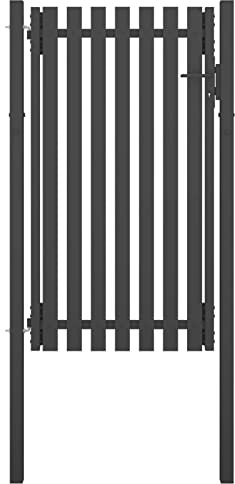 Mengtu Gartentor Gartentür Gartenpforte Zauntor Metalltor Zauntür Hoftor Pforte Einzeltor Gartenzaun Hoftür Tor Einfahrtstor Abschließbar Stahl 1x2,25 m Anthrazit Gartenmöbel