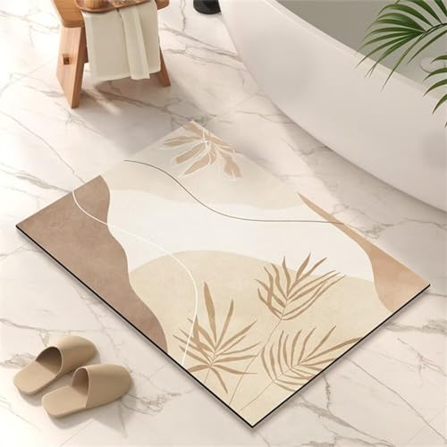 Badezimmerteppich, Badematte Rutschfest, Badteppich, Badvorleger, Duschvorleger, Badematten, Teppich Badezimmer, Bathroom Bath Mat, Badezimmer Teppich, Badematte Stein, Bodenmatte, Garden 90x120cm