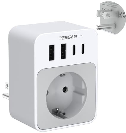 TESSAN USA Adapter Steckdose, 20W Reiseadapter USA mit 2 USB C und 2 USB A | 1875W Adapter Amerika Deutschland Stecker, Schnellladung, EU to US Reisestecker Typ B für Kanada Thailand Mexiko