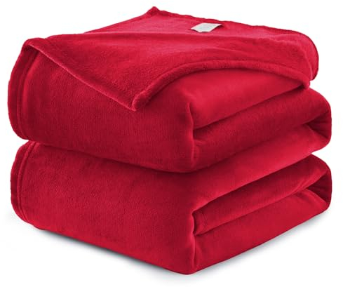 WAVVE Kuscheldecke Flauschig Decke Fleecedecke - Sofadecke Klein Wohndecke Couchdecke, Decke Sofa Weich Rot, Leicht Sofaüberwurf 130x150 cm