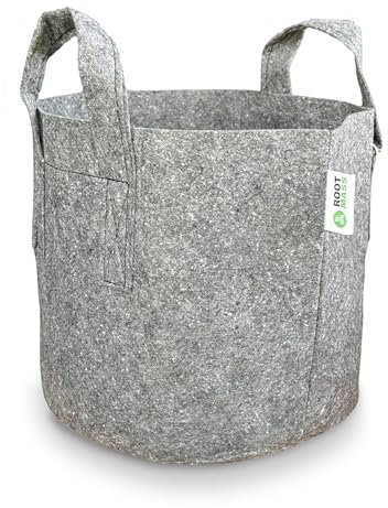 Growcery 5 Pack Fabric Plant Growing Bags, 8L, 12L, 16L, 20L Nonwoven Fabric Breathable Grow Bags Heavy Duty Thickened Root Aeration Garden Pots with Strap Handles, for Flowers and Vegetables (12L)