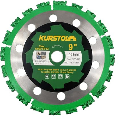 KURSTOL Disco da taglio per legno, 230 mm, di alta qualità, disco da taglio in metallo duro, 230 mm x 22,23 mm, taglio per tronchi, legno, gomma dura, plastica
